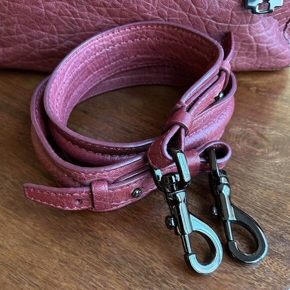 ALEXANDER MCQUEEN Leather Convertible Satchel Bag Burgundy - Picture 9 of 15